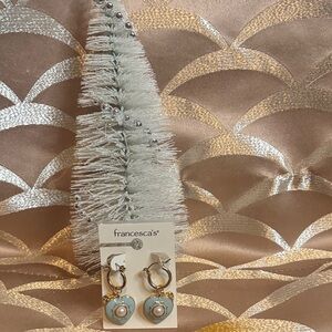 Francesca's Collections Light Blue Heart Earrings